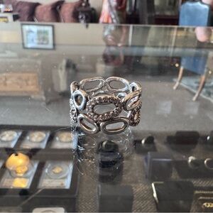 Used Pandora Silver and Brown Women's Ring